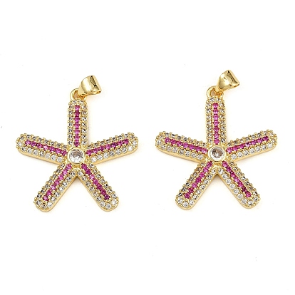 Латунные микро проложить кубического циркония подвески, прелести морская звезда, без кадмия и без свинца, стойки покрытие, долговечный
