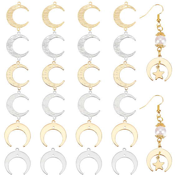 24шт 6 стили латунные подвески для разъемов, долговечный, луна
