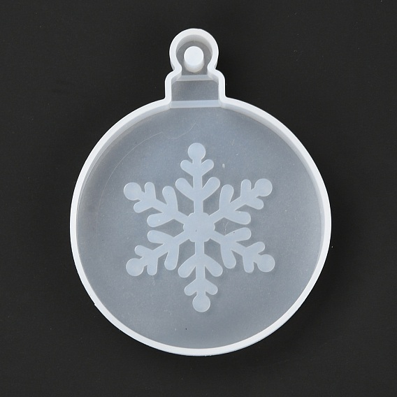 DIY Pendant Silicone Molds, Resin Casting Molds, Clay Craft Mold Tools, Flat Round with Snowflake Pattern