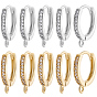 12 шт. 2 цвета латунь микро паве прозрачный кубический цирконий кольца серьги фурнитура, с горизонтальной петлей
