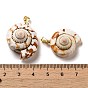 Natural Spiral Shell Pendants, Shell Shape Charms with Brass Snap on Bails