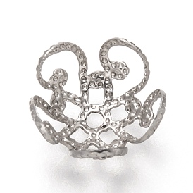 304 Stainless Steel Fancy Bead Caps, 5-Petal, Flower Shape