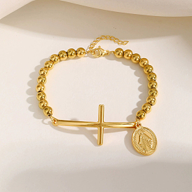 304 браслеты из нержавеющей стали с бусинами для женщин, крест с девственной мари