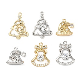 Латунные микро проложить кубического циркония подвески, рождественская елка/рождественский колокольчик/шапка