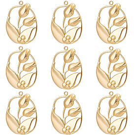 10 шт. 304 подвески из нержавеющей стали, овальные с цветком