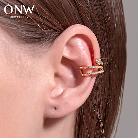 Retro Snake-shaped Ear Clip with Rhinestones, Fashionable and Simple C-type Ear Bone Clip for Non-pierced Ears