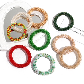 Sparkle Glass Beads Hair Ties, Elastic Hairbands for Women