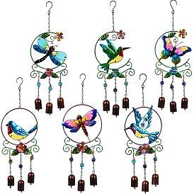  Glass Wind Chime, Art Pendant Decoration, with Iron Findings, for Garden, Window Decoration