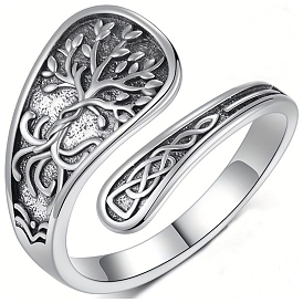 Tibetan Style Alloy Cuff Rings, Tree of Life