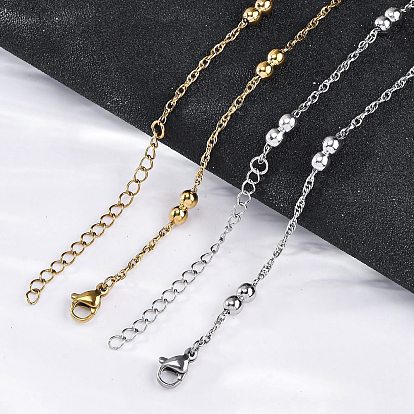 304 ожерелья из двойной круглой веревочной цепи из нержавеющей стали