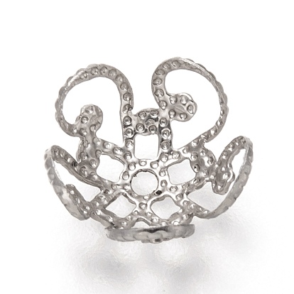 304 Stainless Steel Fancy Bead Caps, 5-Petal, Flower Shape