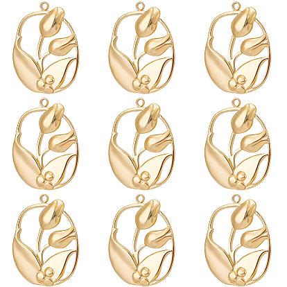 10 шт. 304 подвески из нержавеющей стали, овальные с цветком