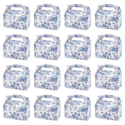 Прямоугольные подарочные коробки для хранения из бумаги с цветочным узором, коробки конфет, с ручкой