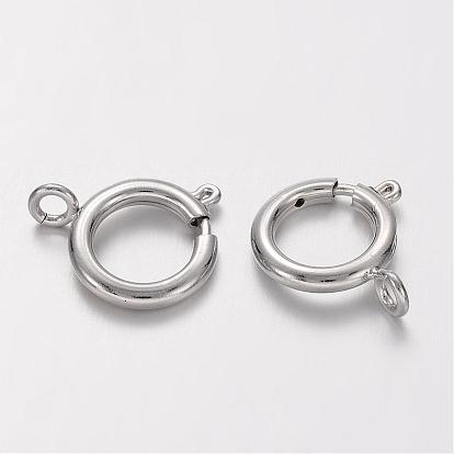 Cierres de anillo de resorte de latón, accesorio de la joyería, 12 mm, agujero: 2.5 mm