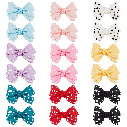 54 pcs 9 colores cabujones de resina, diy accesorios, decoración de la caja del teléfono, bowknot con patrón de punto de onda