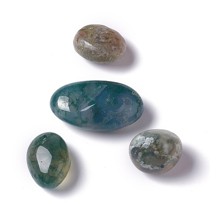 Natural Moss Agate Beads, Tumbled Stone, Vase Filler Gems, No Hole/Undrilled, Nuggets