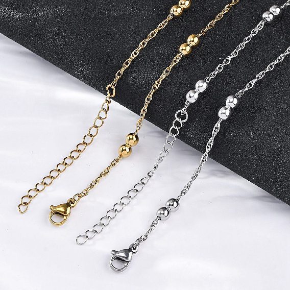 304 ожерелья из двойной круглой веревочной цепи из нержавеющей стали