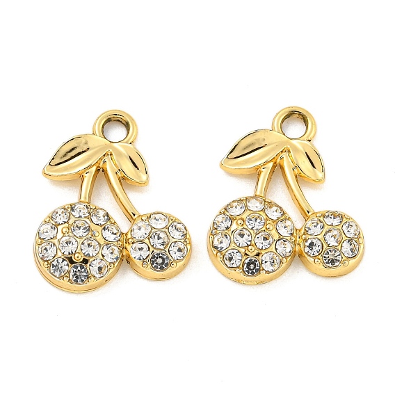 Подвески со стразами из сплава с УФ-покрытием, вишневое очарование