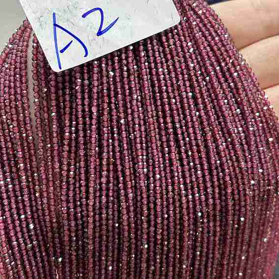 Гранат природный бисер нитей, граненые, круглые