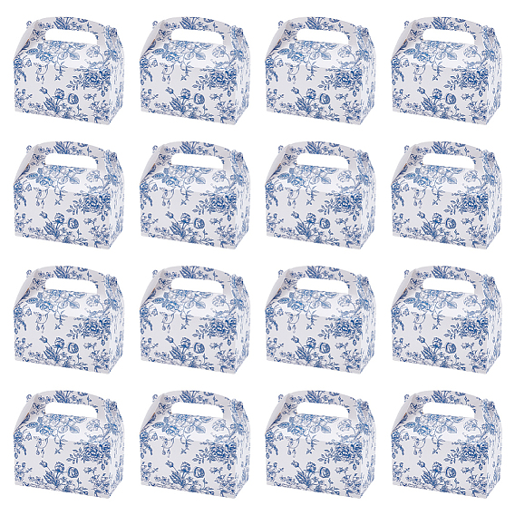 Прямоугольные подарочные коробки для хранения из бумаги с цветочным узором, коробки конфет, с ручкой