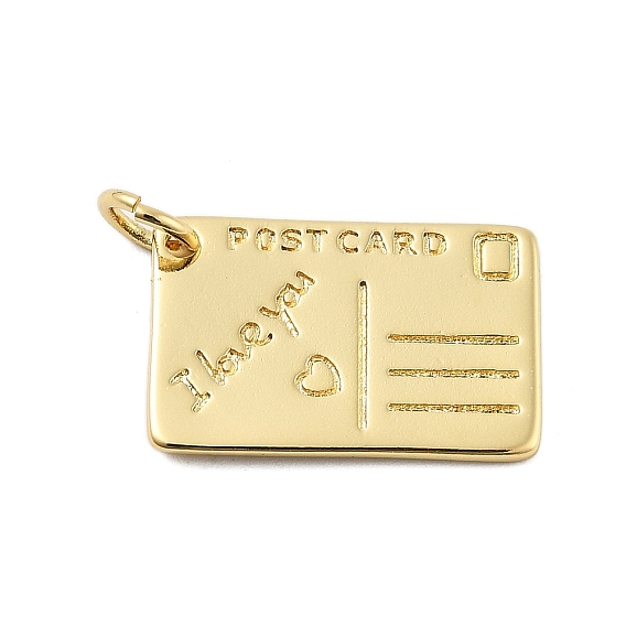 Латунные подвески, прямоугольник с открыткой, без свинца и без кадмия, долговечный, с целью перехода в кольце