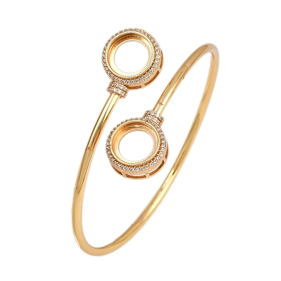 Латунный микропаве прозрачный кубический цирконий манжета пустые основания браслета, долговечный, стойки покрытие