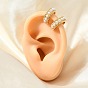 Brass ABS Plastic Pearl Cuff Earrings for Women, Rack Plating, Long-Lasting Plated, Cadmium Free & Lead Free, Real 18K Gold Plated