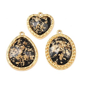 304 подвески из нержавеющей стали, с эпоксидной смолой и золотой фольгой, реальный 18 k позолоченный, вакуумное покрытие pvd