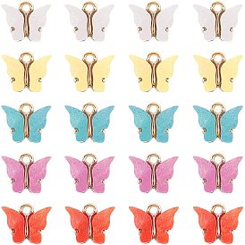 Alloy Pendants, with Resin and Glitter Powder, Butterfly, Golden