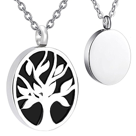 Овальная подвеска в виде дерева из нержавеющей стали с черной эмалью, урна для хранения пепла, мини-гроб с погребальной шкатулкой подвеска кабельная цепь ожерелья