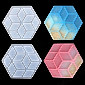 DIY Food Grade Silicone Coaster Molds, Resin Casting Molds, Clay Craft Mold Tools, Hexagon