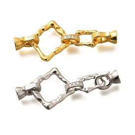 925 Складчатые застежки из стерлингового серебра с микропаве из прозрачного кубического циркония, ромб