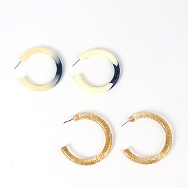 Minimalist Resin Round Earrings with Unique European Style and Star Charm