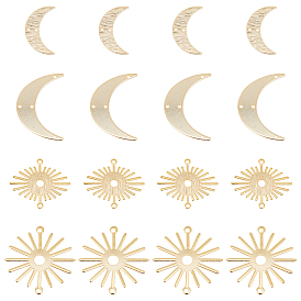 16шт 4 стили латунные люстры компоненты ссылки, долговечный, полумесяц/двойной рог и солнце