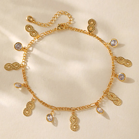 Браслеты на ногу с подвеской в виде бесконечности из латуни и страз для женщин