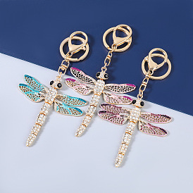 Minimalist Dragonfly Keychain with Alloy, Rhinestones and Hollow Design for Car Keys, Bags or Accessories