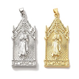 Rack Plating Brass Pendants, Cadmium Free & Lead Free, Long-Lasting Plated, Virgin Mary