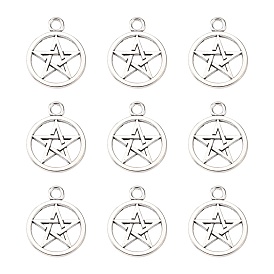 Tibetan Style Alloy Pentagram Pendants, Cadmium Free & Lead Free, 26x21x2mm, Hole: 3mm