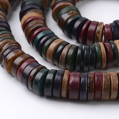 Natural Coconut Flat Round Bead Strands, 15x2~5mm, Hole: 3mm, about 107~108pcs/strand, 15.7 inch