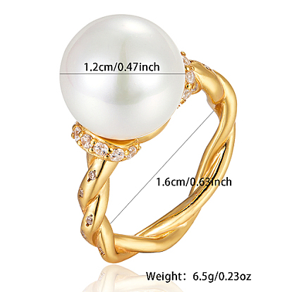 925 Sterling Silver Wire Wrapped Finger Ring with Imitation Pearl