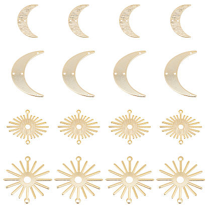 16шт 4 стили латунные люстры компоненты ссылки, долговечный, полумесяц/двойной рог и солнце