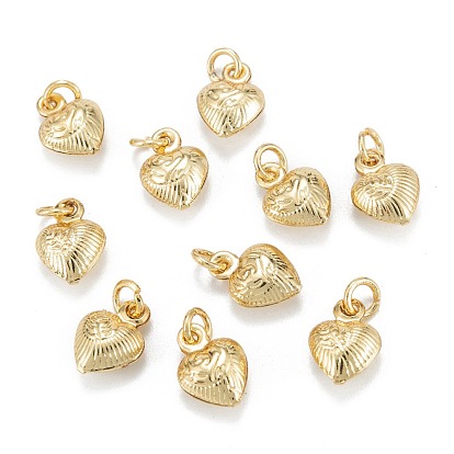 Encantos de bronce, larga duración plateado, con anillo de salto, corazón
