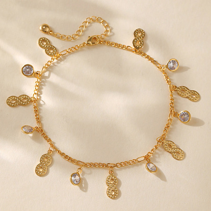 Браслеты на ногу с подвеской в виде бесконечности из латуни и страз для женщин