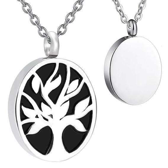 Овальная подвеска в виде дерева из нержавеющей стали с черной эмалью, урна для хранения пепла, мини-гроб с погребальной шкатулкой подвеска кабельная цепь ожерелья