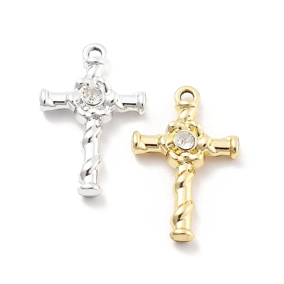 Подвески из сплава и страза, УФ-покрытием, крестик