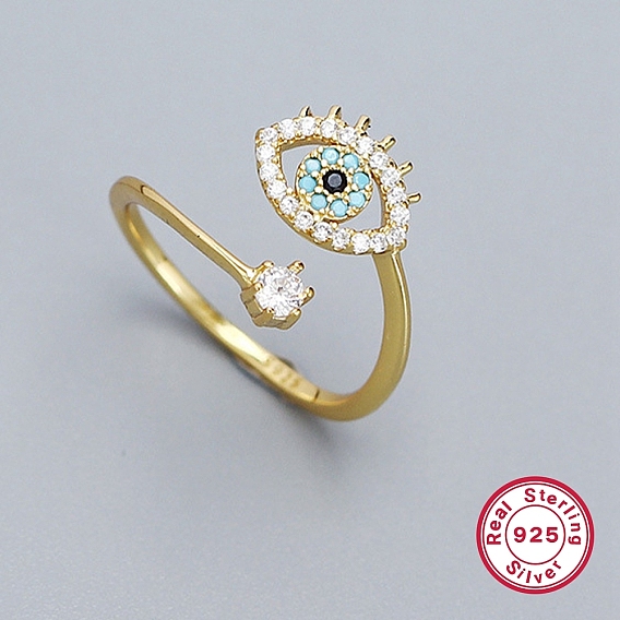 Женские кольца-манжеты с открытым глазом и кубическим цирконием, 925 ювелирные изделия из стерлингового серебра