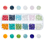 240Pcs 12 Style Glass Beads Strands, Faceted, Flat Round