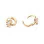 Clear Cubic Zirconia Crown with Cross Hoop Earrings, Ion Plating(IP) Brass Jewelry for Women, Nickel Free