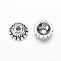 Tibetan Style Alloy Caps, Lead Free & Cadmium Free, 8mm in diameter, 3mm thick, hole: 2mm