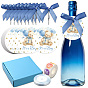 DIY Wine Glass Decoration Findings, 100Pc Polyester Packaging Ribbon Bows, 1 Roll Polyester Ribbon, 1 Roll Paper Self-Adhesive Stickers, 100Pcs 300G Coated Paper Wine Glass Charms